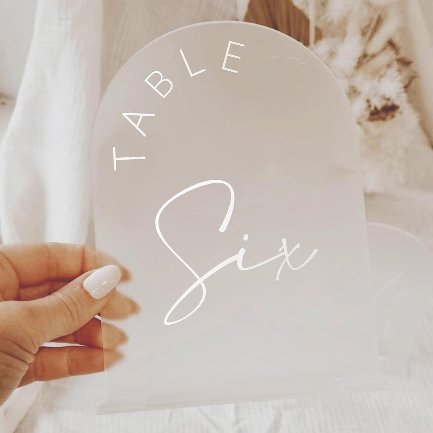 Frosted Arch Wedding Table Numbers 1-20 with Stands, 5x7 Inch Frosted Arch Acrylic Sign with White Letters, Arched