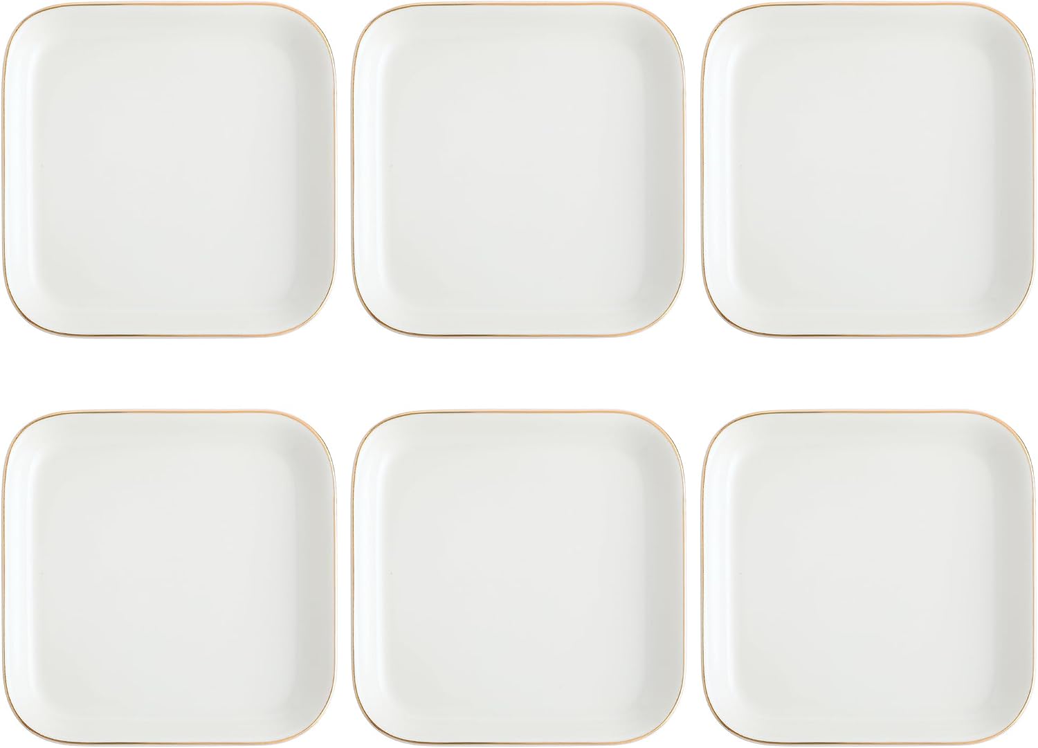 Ceramic Jewelry Tray in Ring Holder Trinket Dish / Square / White / 4.5 Inch / Set of 6