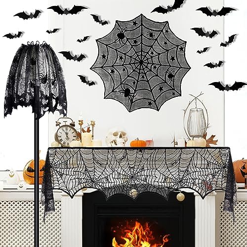 5Pack Halloween Spiderweb Tablecloth Runner Fireplace Scarf Lampshade Bats