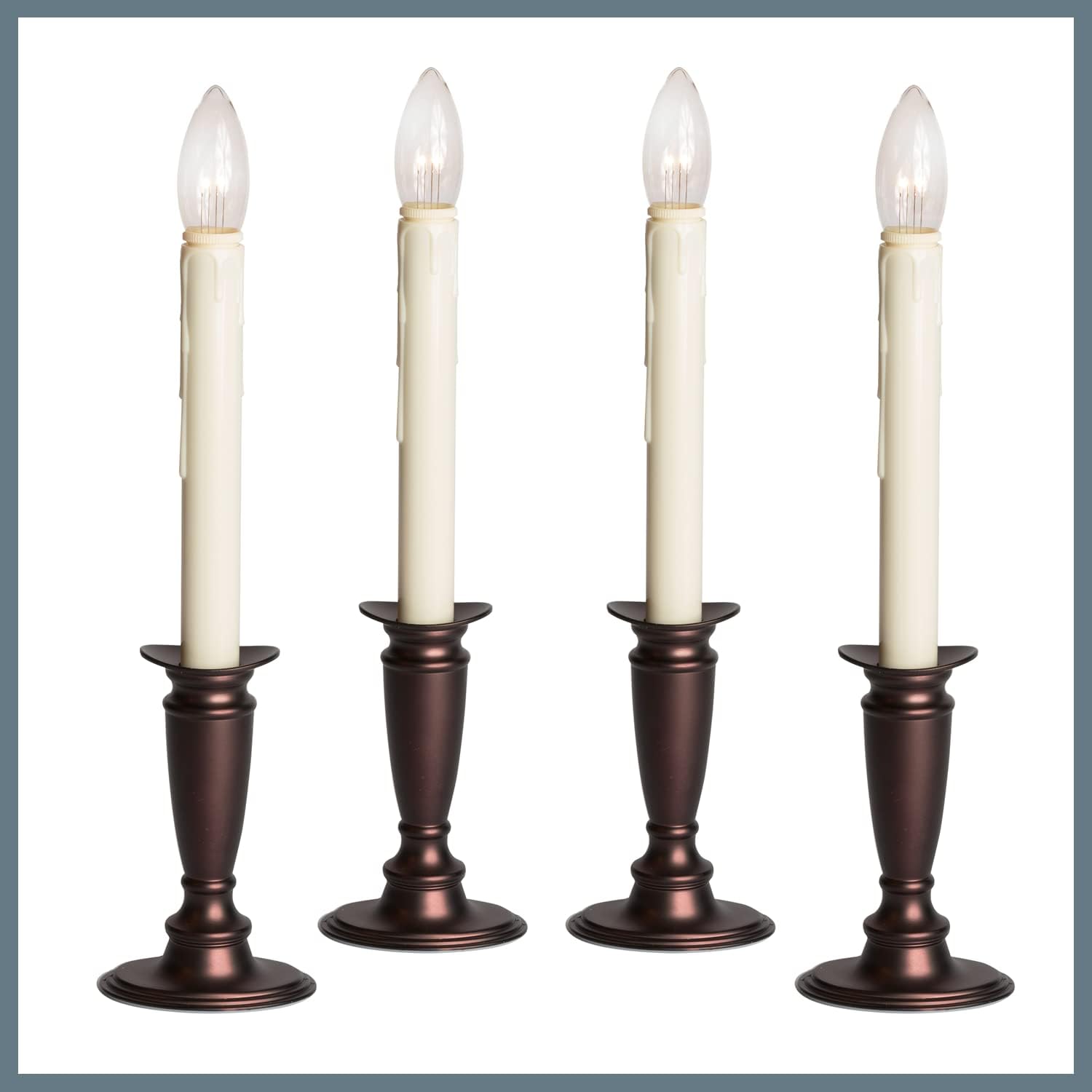 Celestial Lights Set of 4 Battery Operated Window Candles with Remote Control - (Antique Bronze)