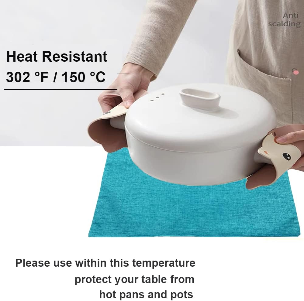 Weabetfu Cloth Placemats Set of 6 Heat Resistant Dining Table Placemats | Cotton Linen Machine Washable Kitchen Table