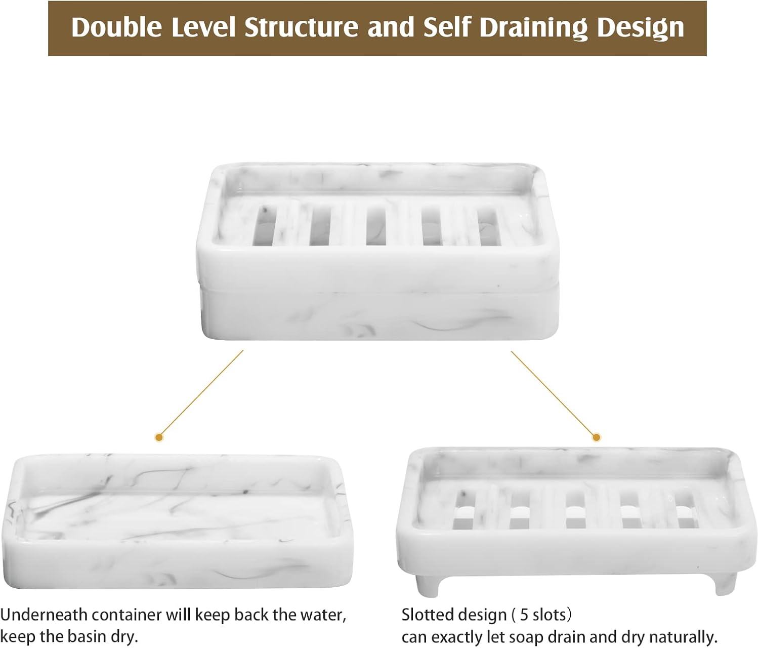Dual Layer Sponge Holder / Marble White