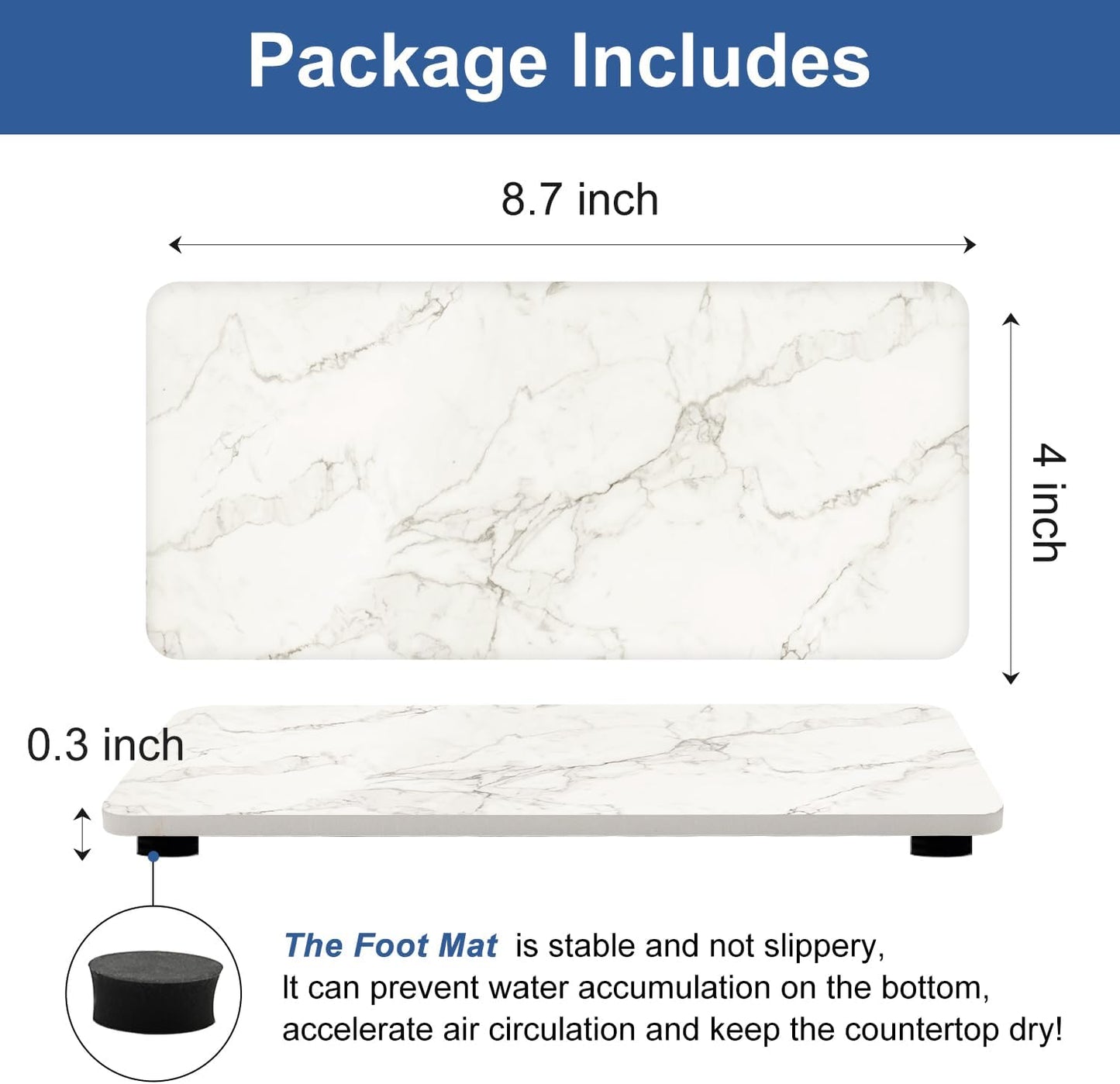 Water Absorbing Stone Drying Trays / White Marble / Set of 2