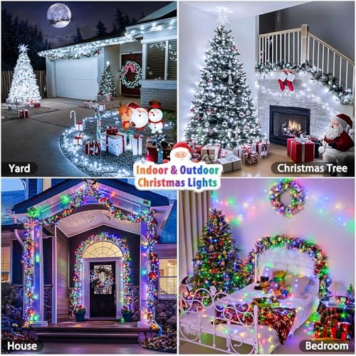 JMEXSUSS 2 Pack 100 LED Color Changing Christmas Lights Outdoor Waterproof