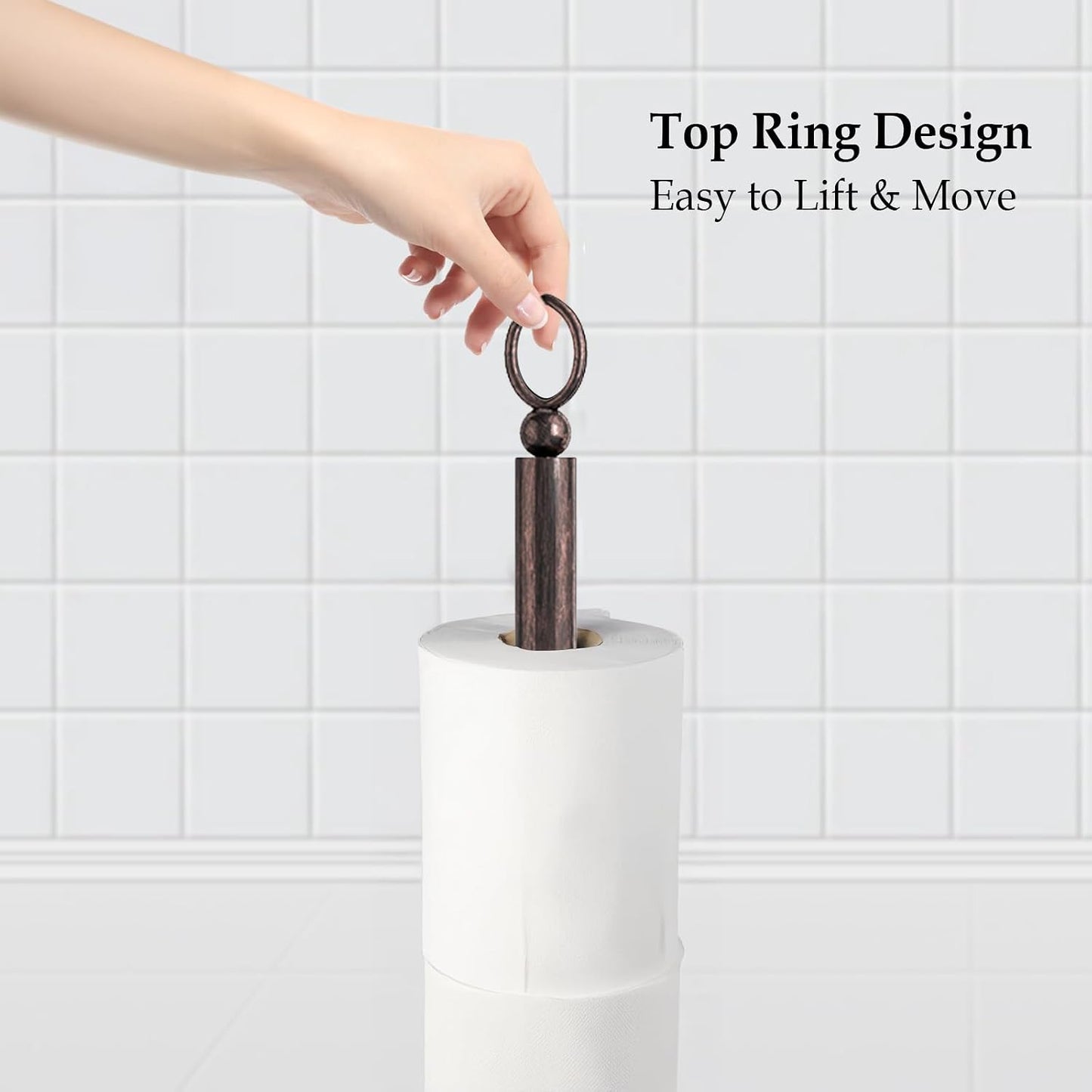 ROLABAM Heavy Weighted Toilet Paper Holder (with Reserve Function) Free Standing Toilet Paper Storage，Spare Toilet