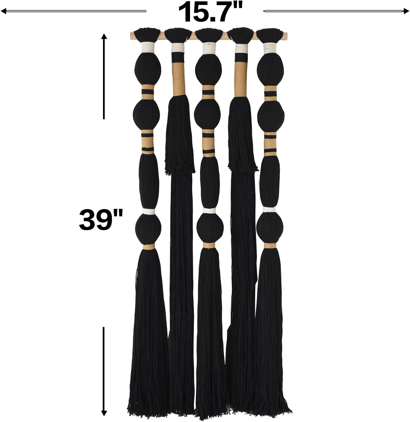 Macrame Wall Hanging Sphericity Cotton Tassels Textile Hanging Geometric Yarn Wall / Black1 / Black