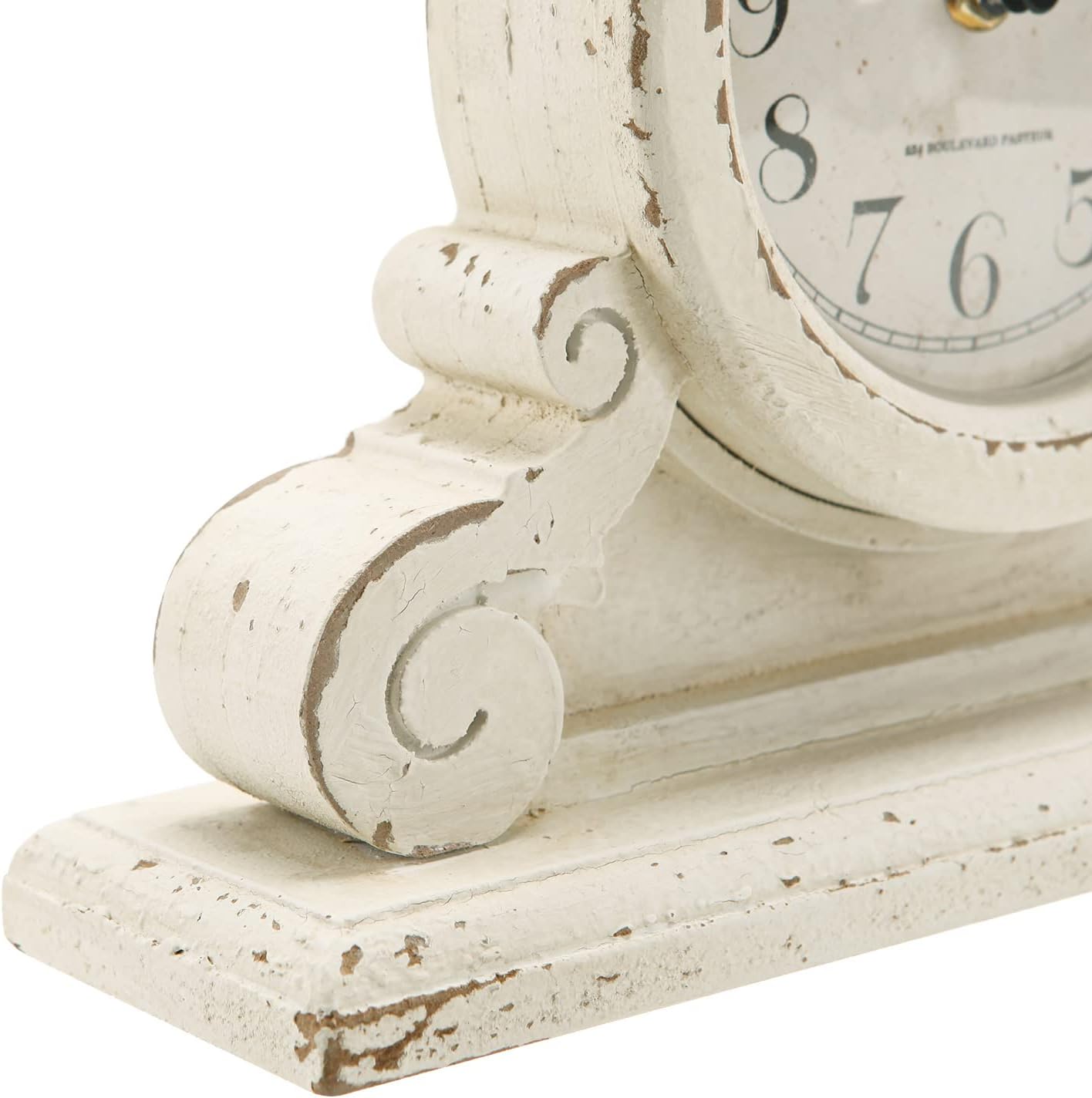 NIKKY HOME Vintage Bird Mantel Clock, Shabby Chic Wooden Table Clock | Rustic Distressed White Desk Clock with 2 Bird