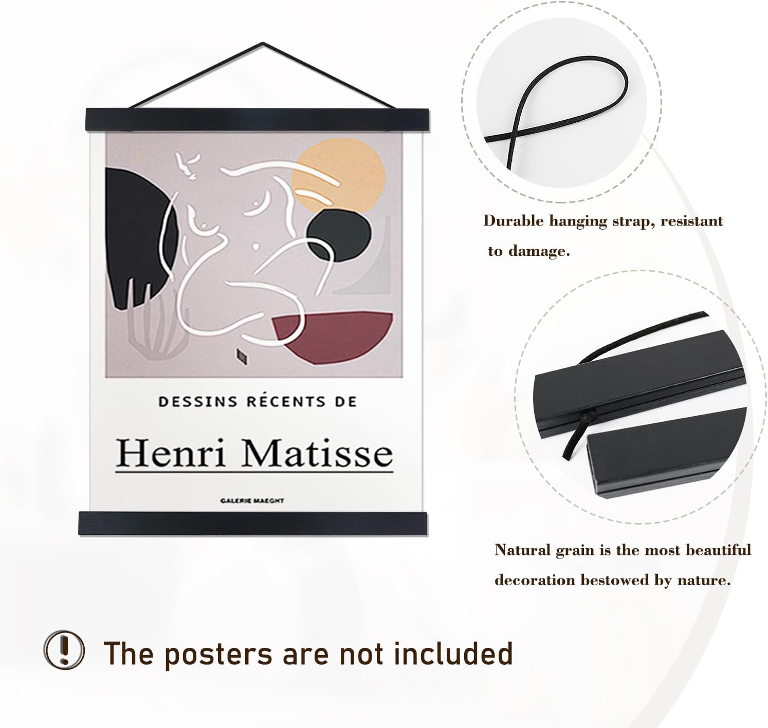 Artmag Magnetic Poster Hanger Frame, 47x36 47x30 47x60 Light Wood Wooden Magnet Canvas Artwork Print Dowel Poster