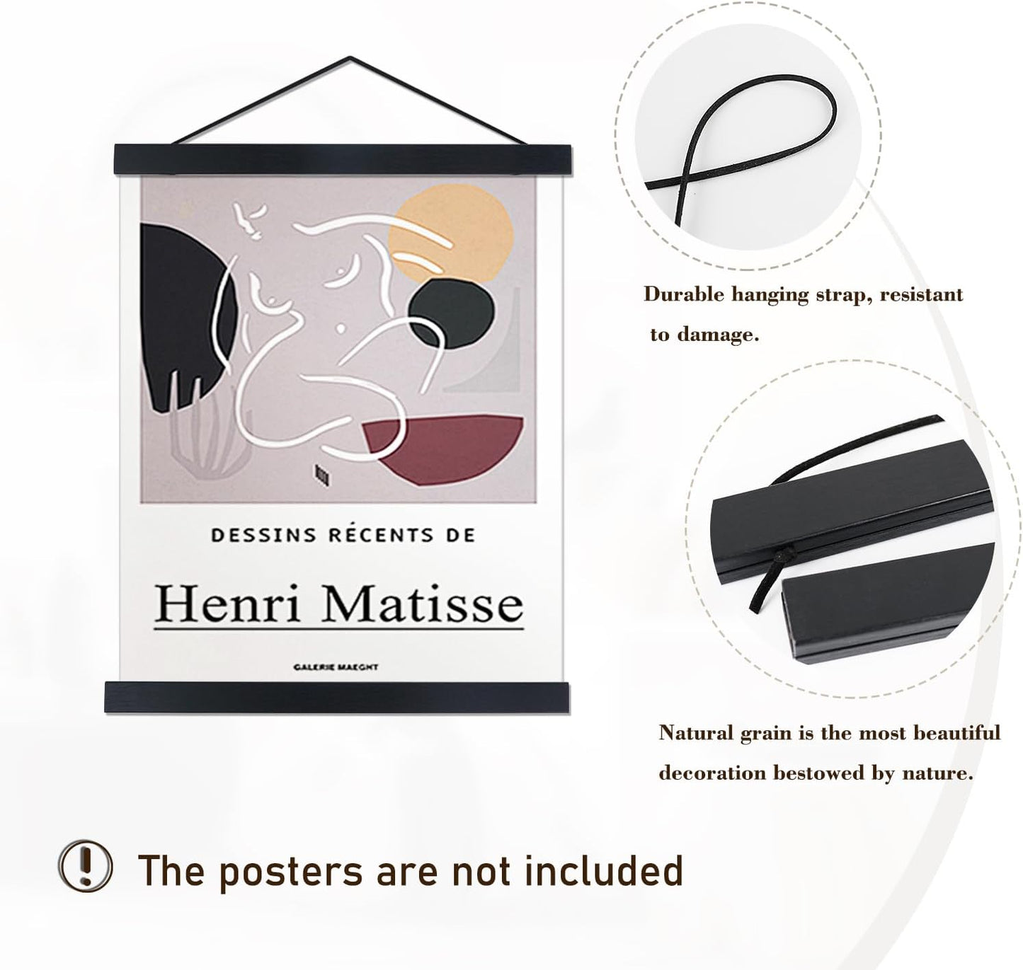 Artmag Magnetic Poster Hanger Frame, 55x36 55x30 55x60 Light Wood Wooden Magnet Canvas Artwork Print Dowel Poster