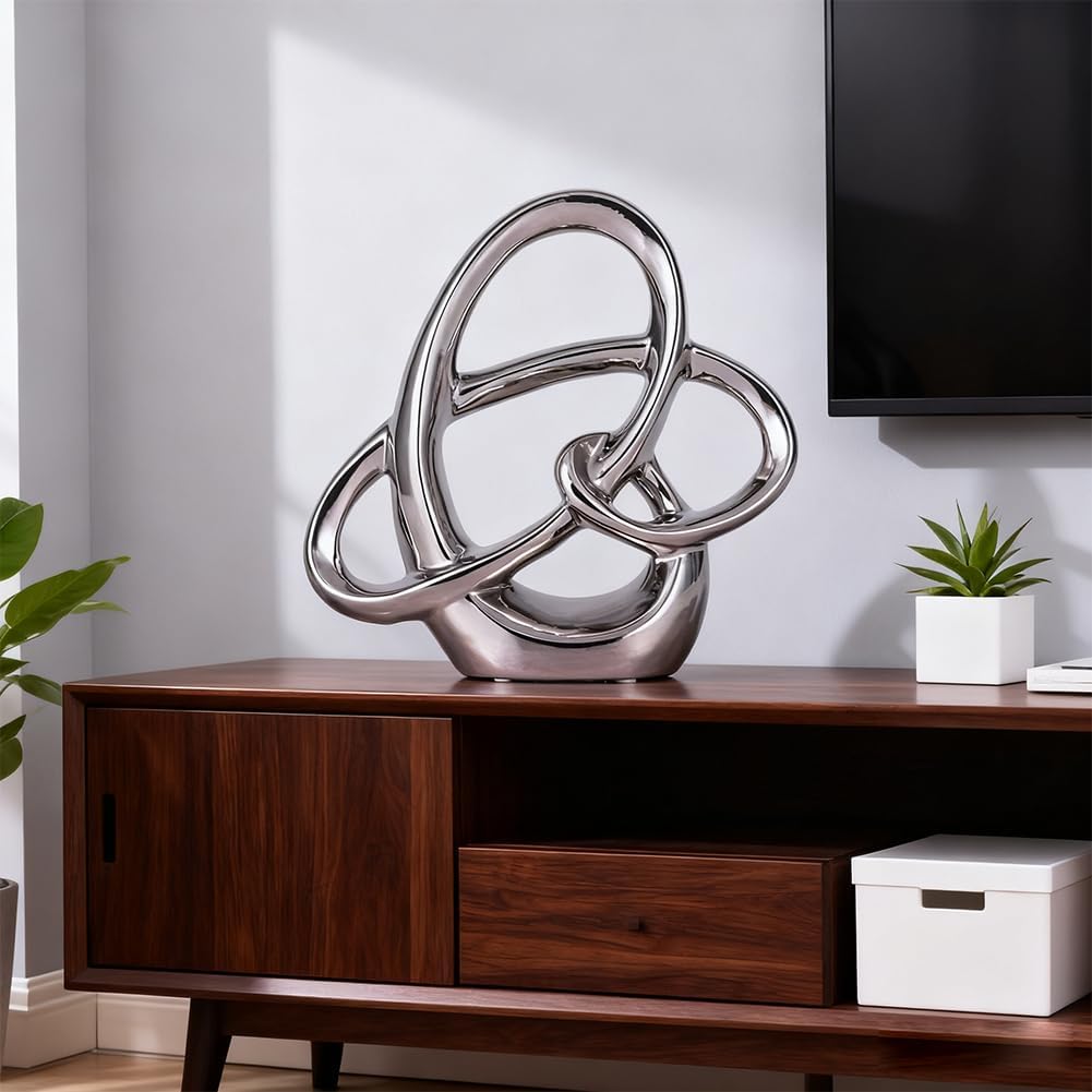 Modern Ceramic Statue / Silver / Small / 8.66 Inch