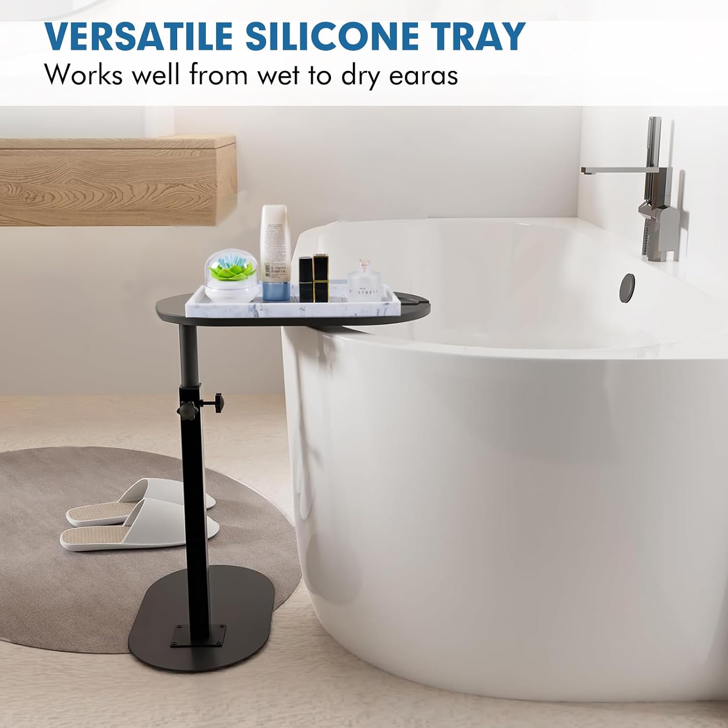 Marble Tray / Silicone Bathroom Vanity Trays / Marble White / 15.7 x 5.9 x 0.9