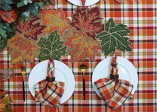 COTTON CRAFT Harvest Plaid Cloth Napkin - 12 Pack 100% Cotton Dinner Napkin