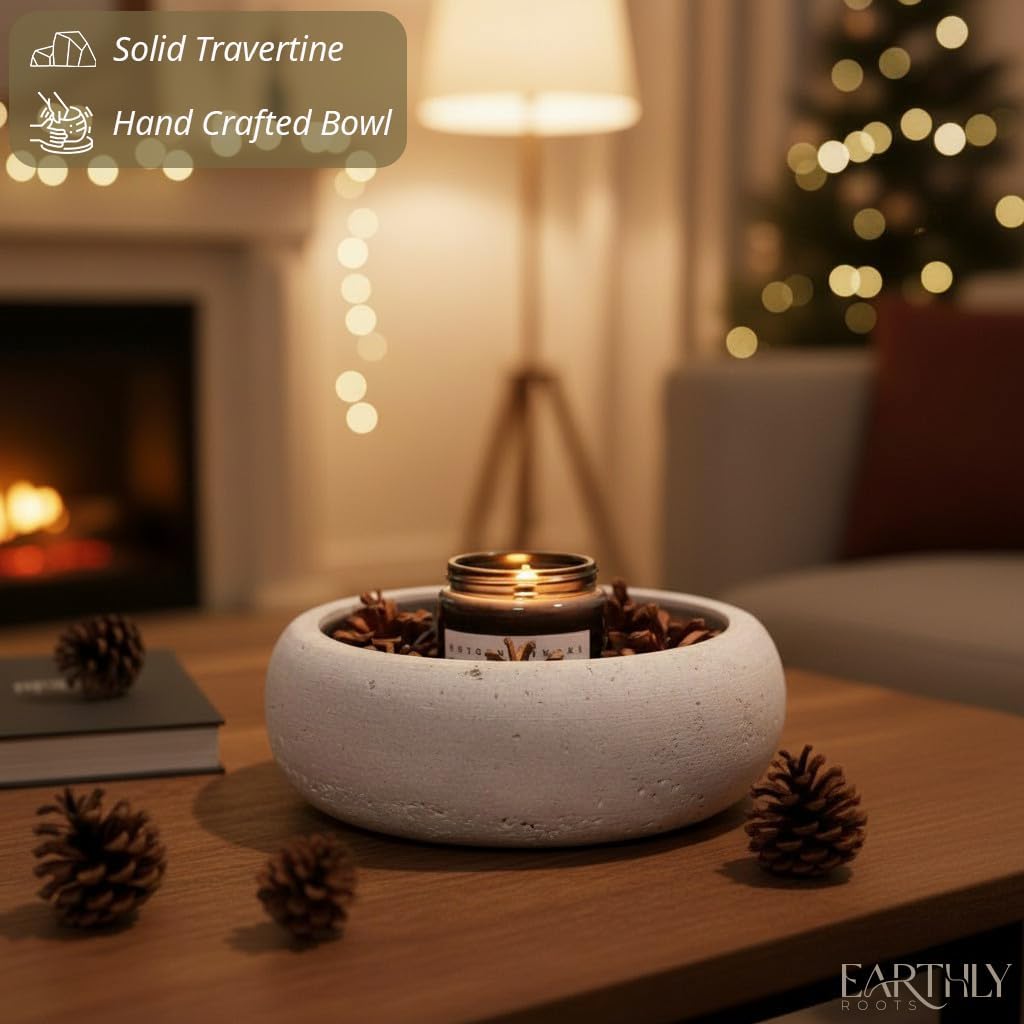 Candle / 7.5" Stone Candy Bowl / Natural