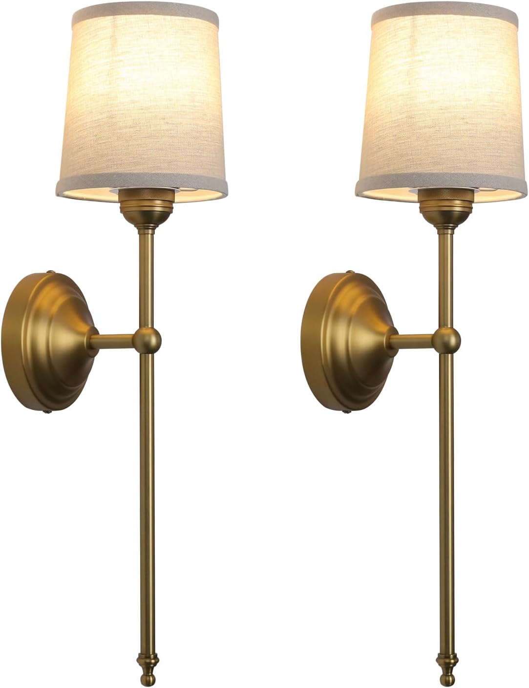 Battery Operated Sconces Wall Lighting Set of 2 with Fabric Shade | Linen Cloth Wall Sconces RGB Color Changing USB