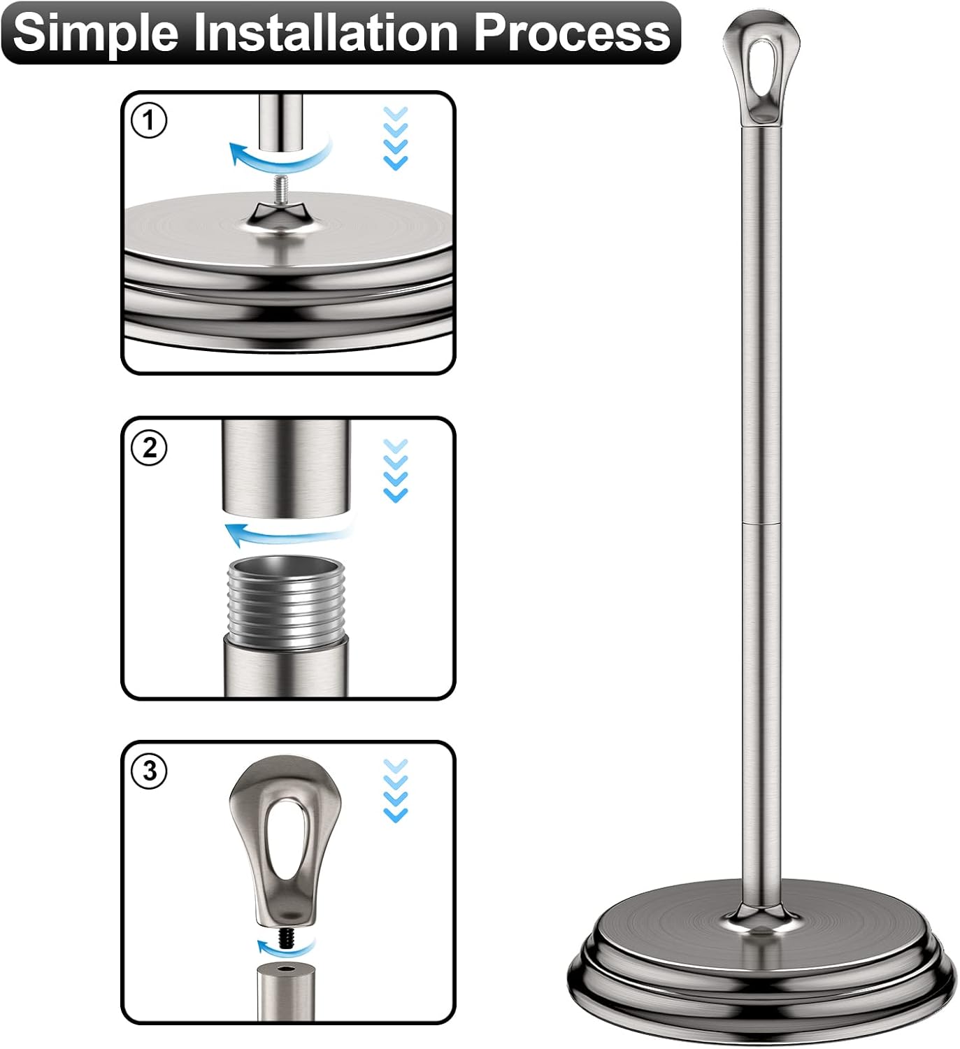 KASUNTO Toilet Paper Holder with Rustproof, Metal Free Standing Toilet Paper Stand Storage for Bathroom, Tissue Paper