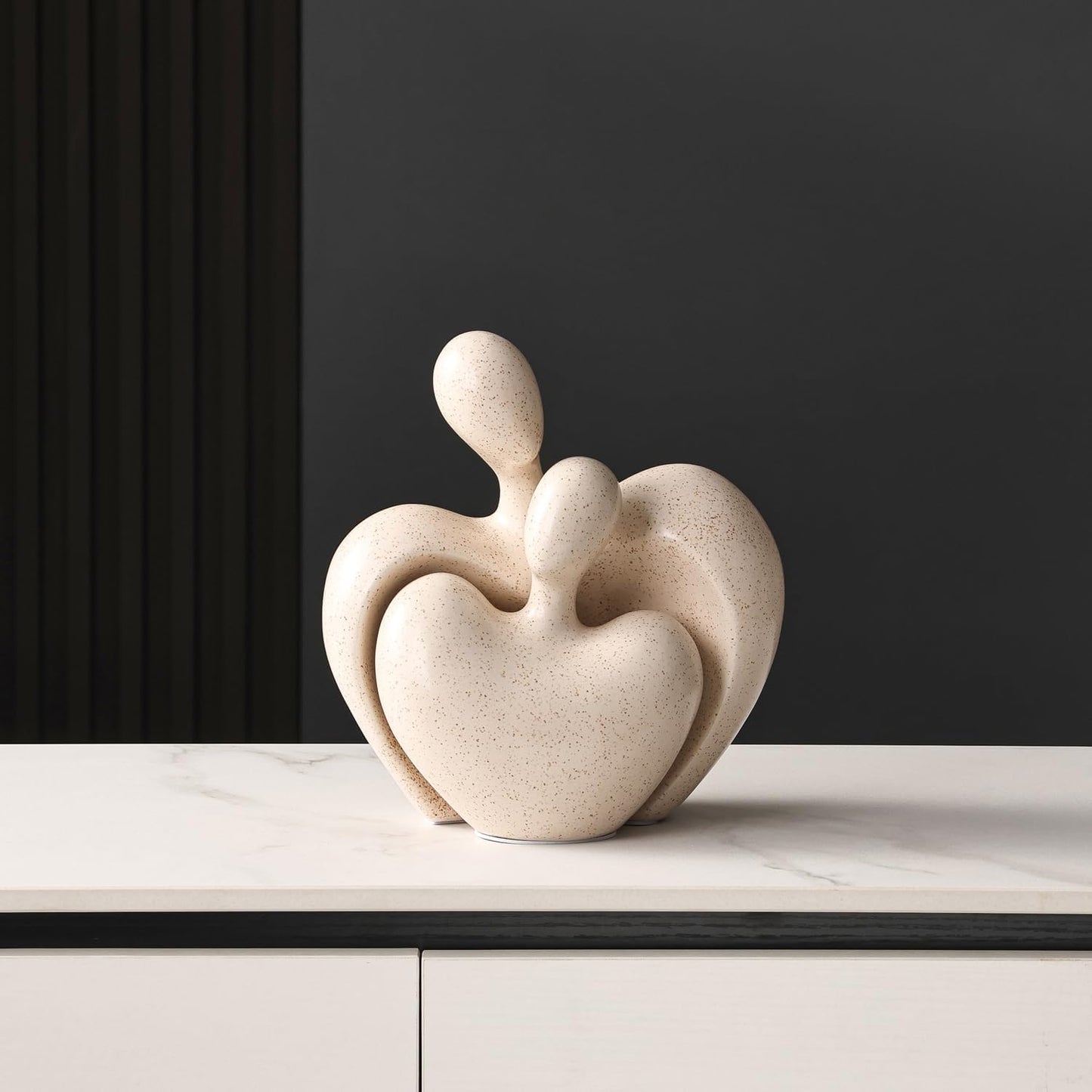 Ceramic Couple Statues Home Decor Aesthetic Abstract Sculpture Modern Decorative Statue / Beige