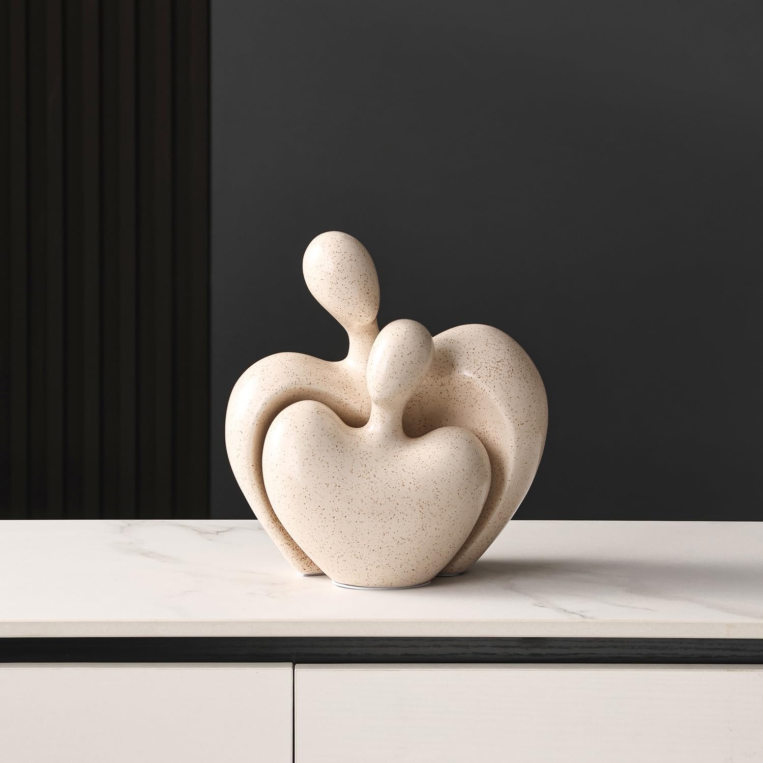 Ceramic Couple Statues Home Decor Aesthetic Abstract Sculpture Modern Decorative Statue / Beige