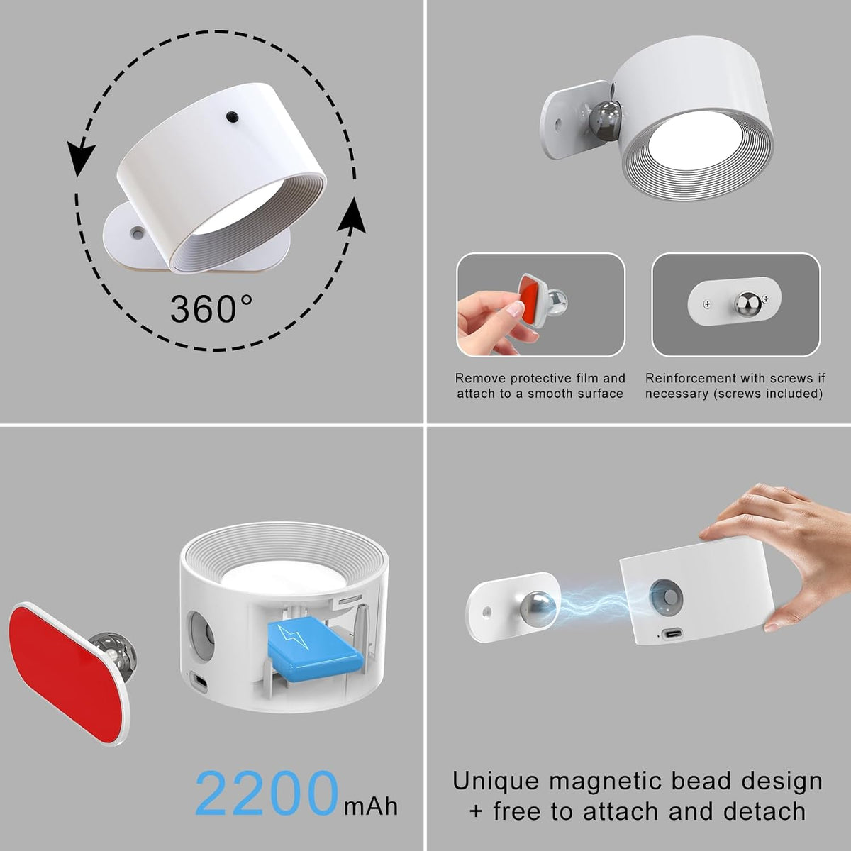 AKSDA 3Pack Battery Operated Wall Sconce, 3 Color Modes 3 Brightness Levels 360°Rotation Lighting Timer Touch & Remote