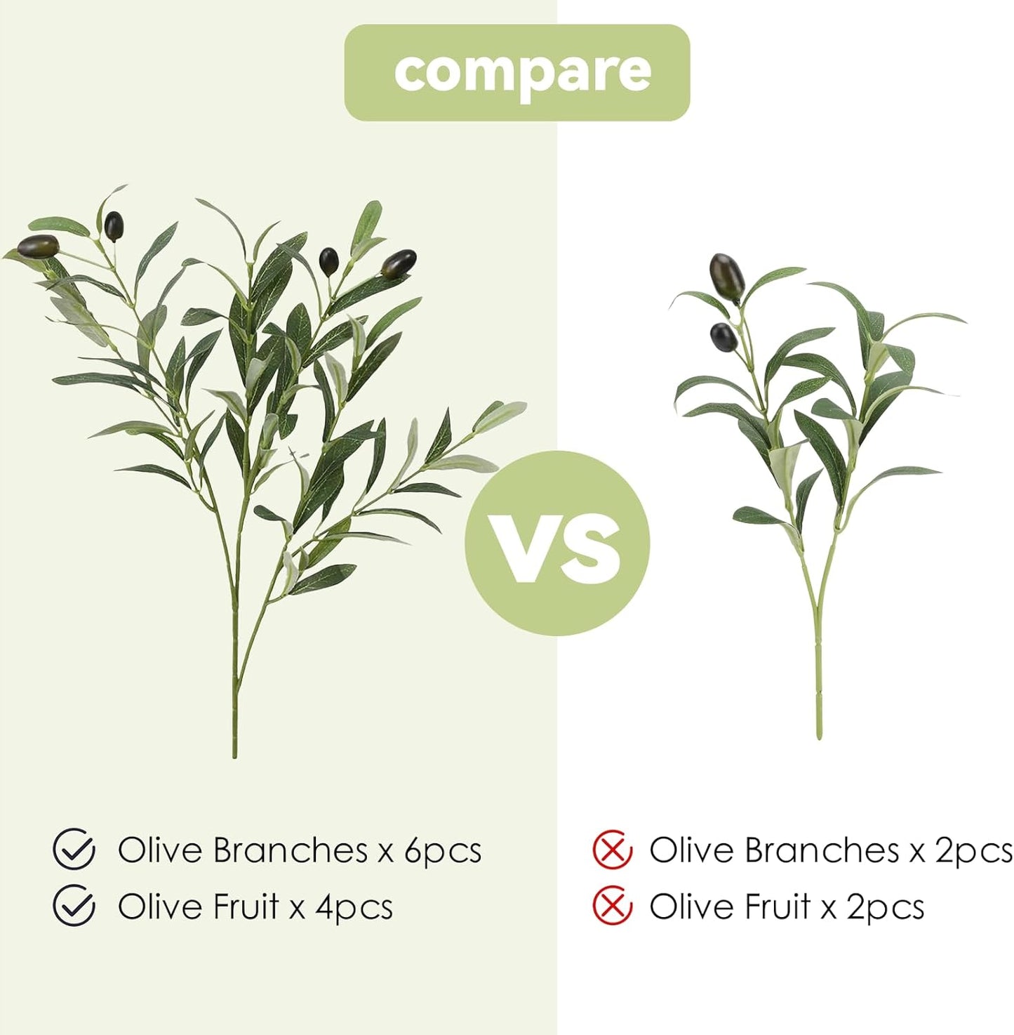Faux Olive Branches for Vases / 18 Inch / Set of 10