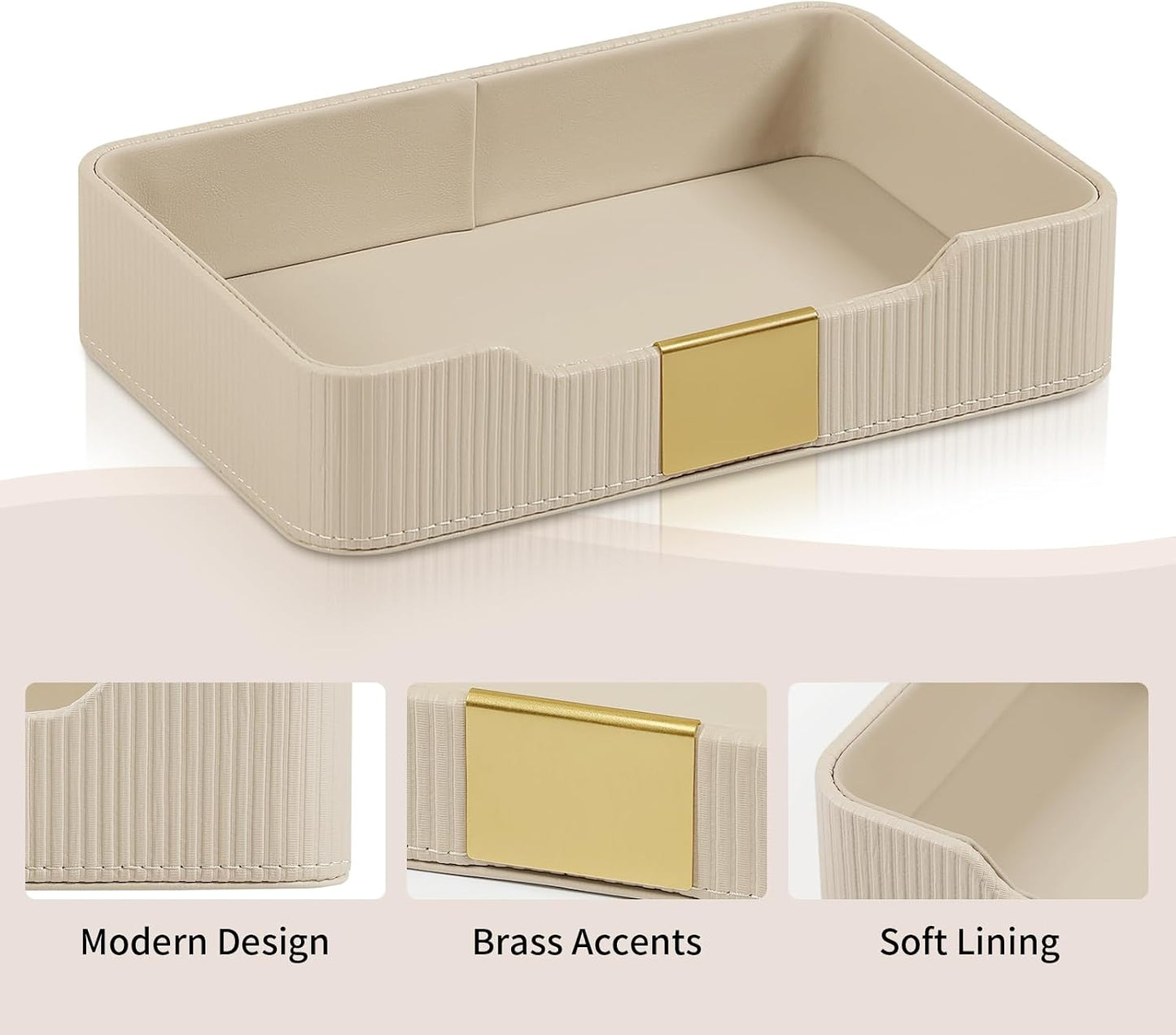 Valet Tray Desktop Storage Organizer / Beige