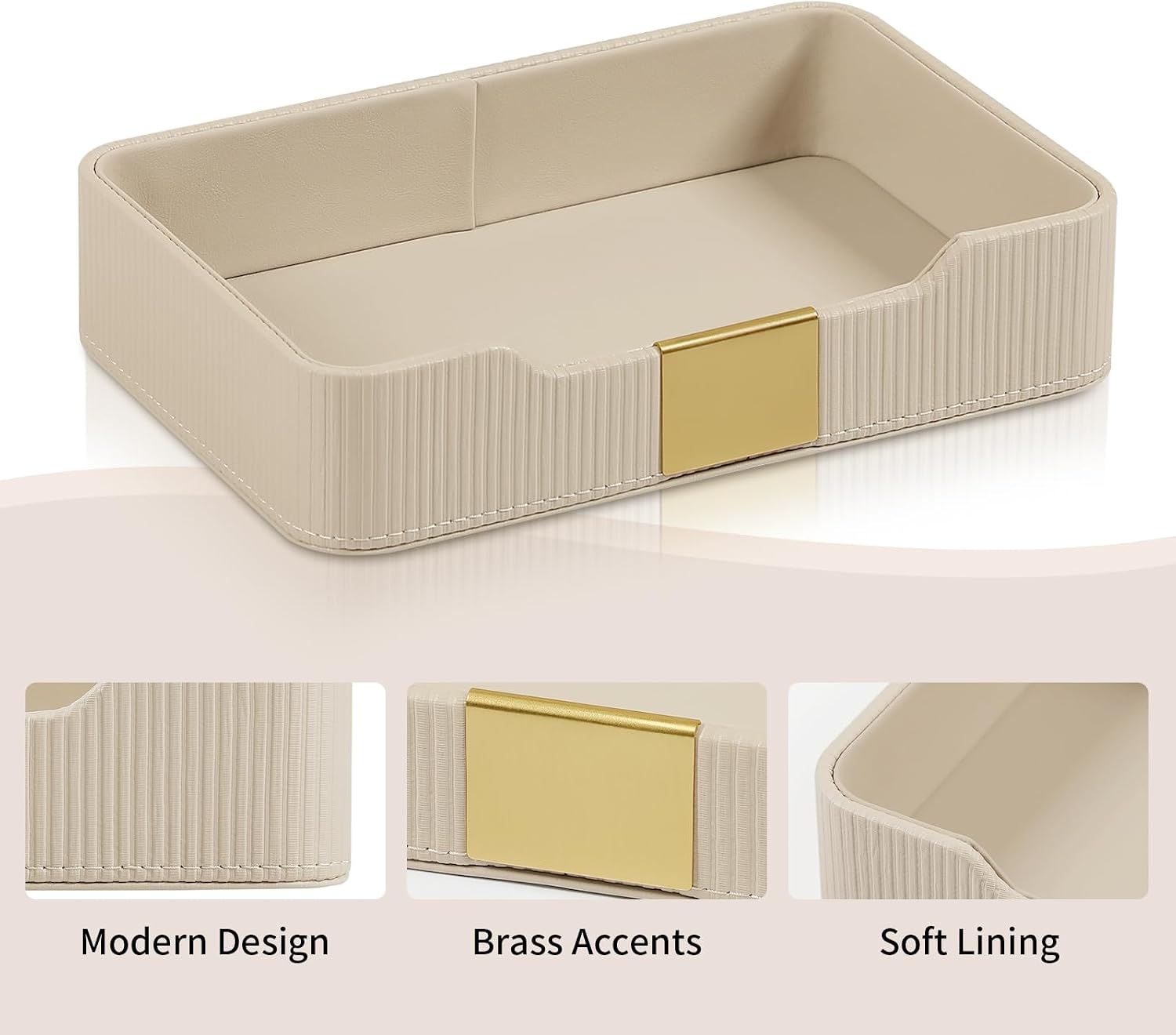 Valet Tray Desktop Storage Organizer / Beige