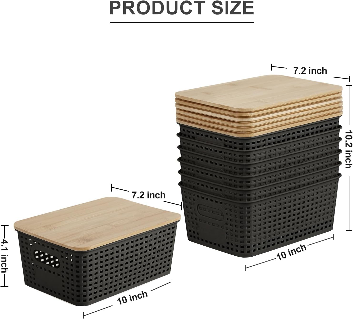 Plastic Storage Bins / Black / Small / Set of 6