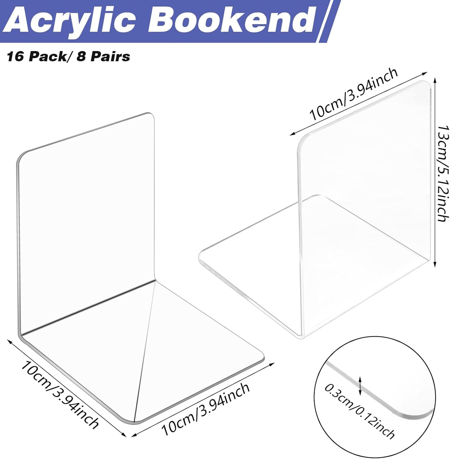 Bookends Acrylic Bookends / Clear / Set of 16
