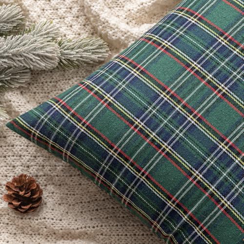 MIULEE Christmas Plaid Pillow Covers Scottish Tartan 24x24 Green