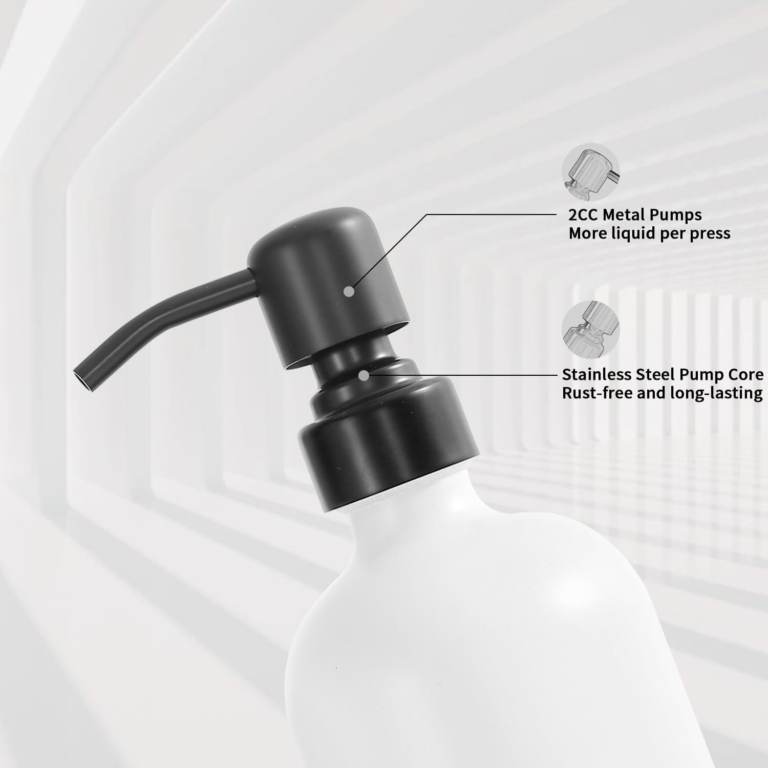 Prus Waso White Soap Dispenser Set | Contains Hand and Lotion Dispenser with Pump. Perfect for Guest Bathroom Decor