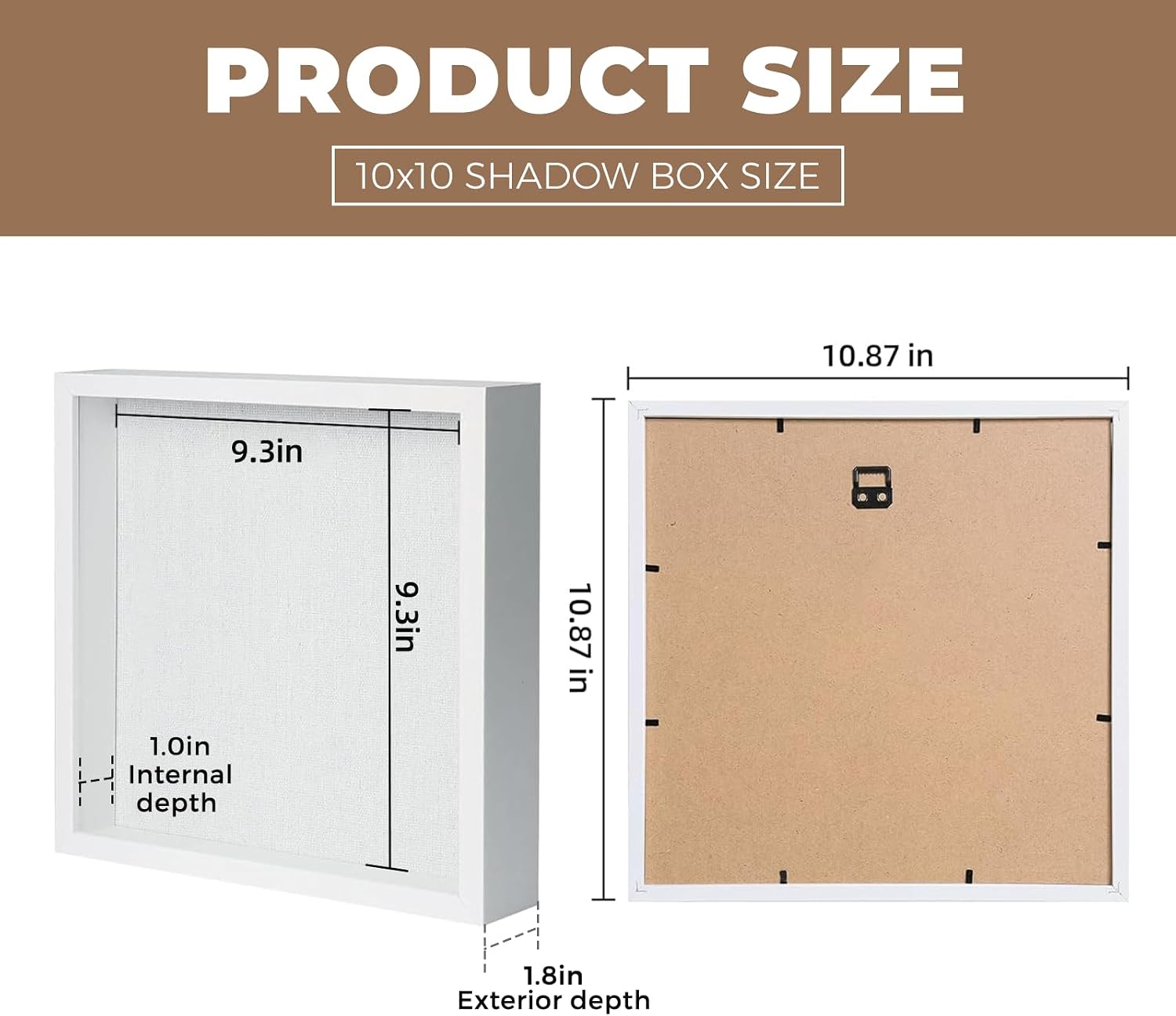 Muzilife 10x10 Shadow Box Wood Picture Frame, HD Glass, 3PCS, Black | FSC-Certified MDF | Soft Acid-free Linen Board