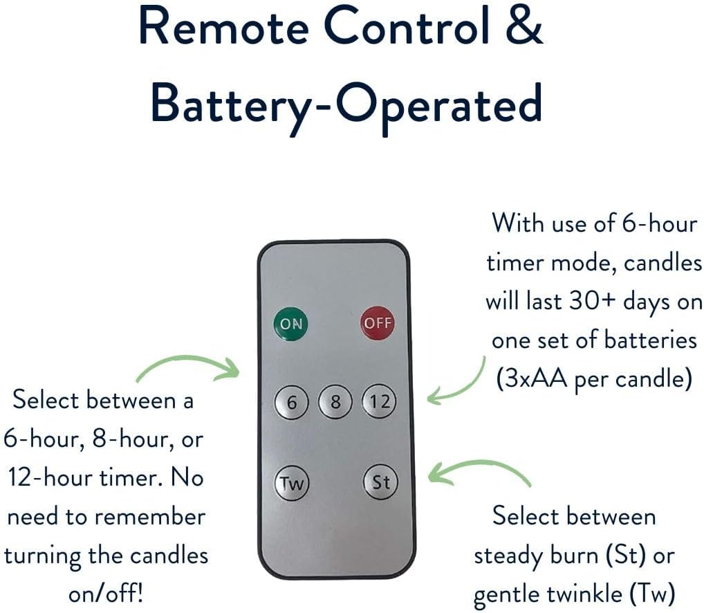 Celestial Lights Set of Four Battery Operated Remote Programmable Window Hugger Candle for Narrow Window Sills Daily