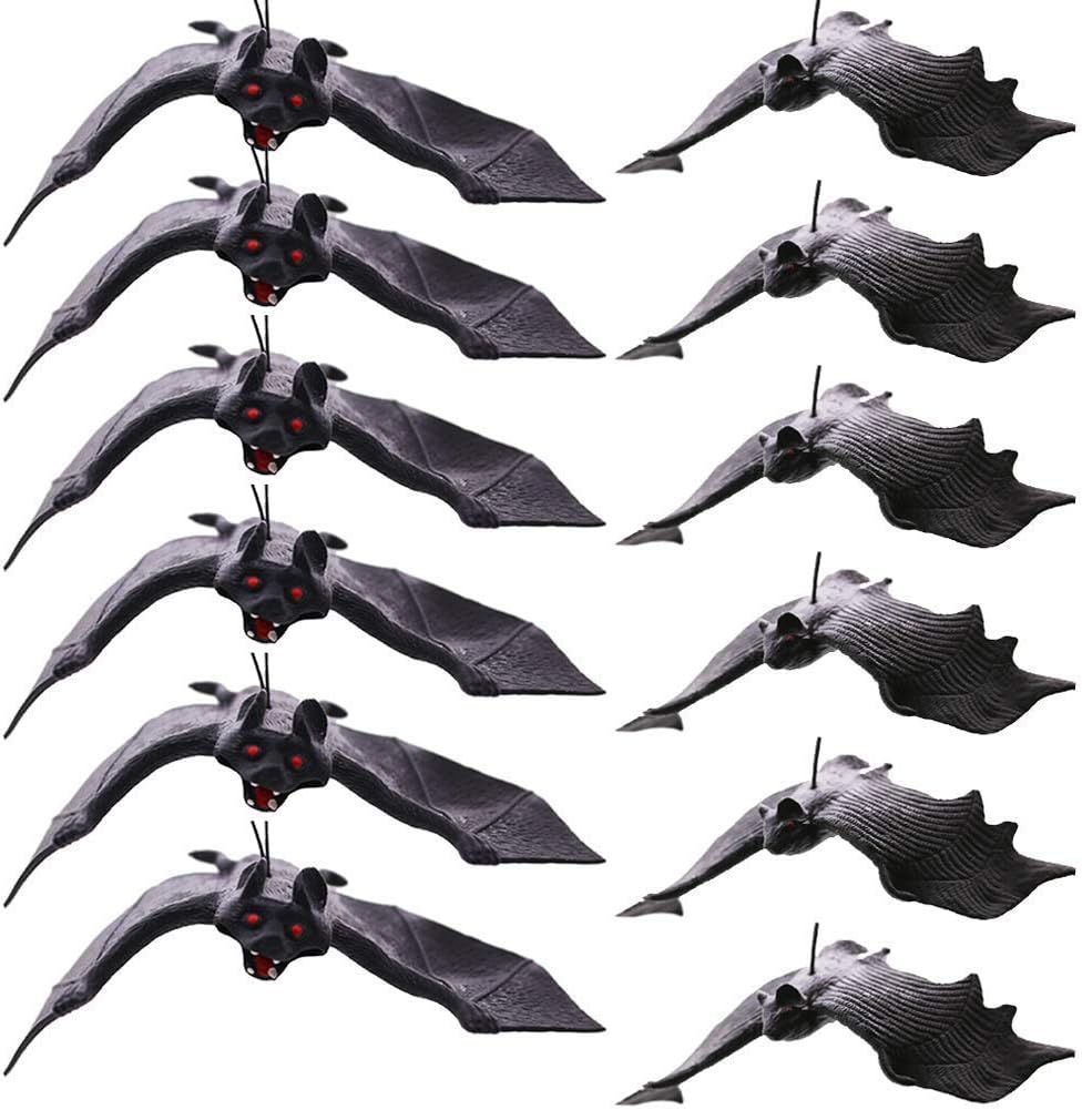 BigOtters 12PCS Halloween Hanging Fake Bats, Halloween Decorations