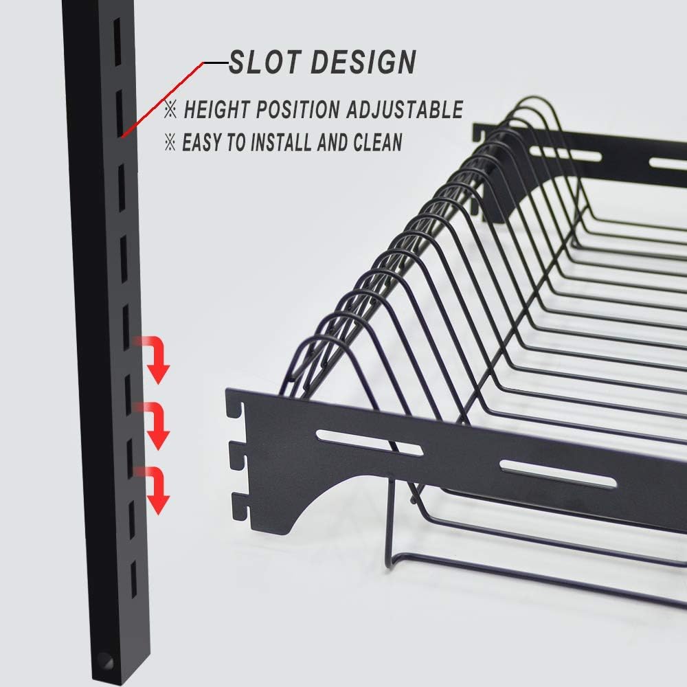 junyuan Hanging Dish Drying Rack Wall Mount,Dish Racks Drainer,3 Tier Kitchen Plate Organizer Storage Shelf with Drain