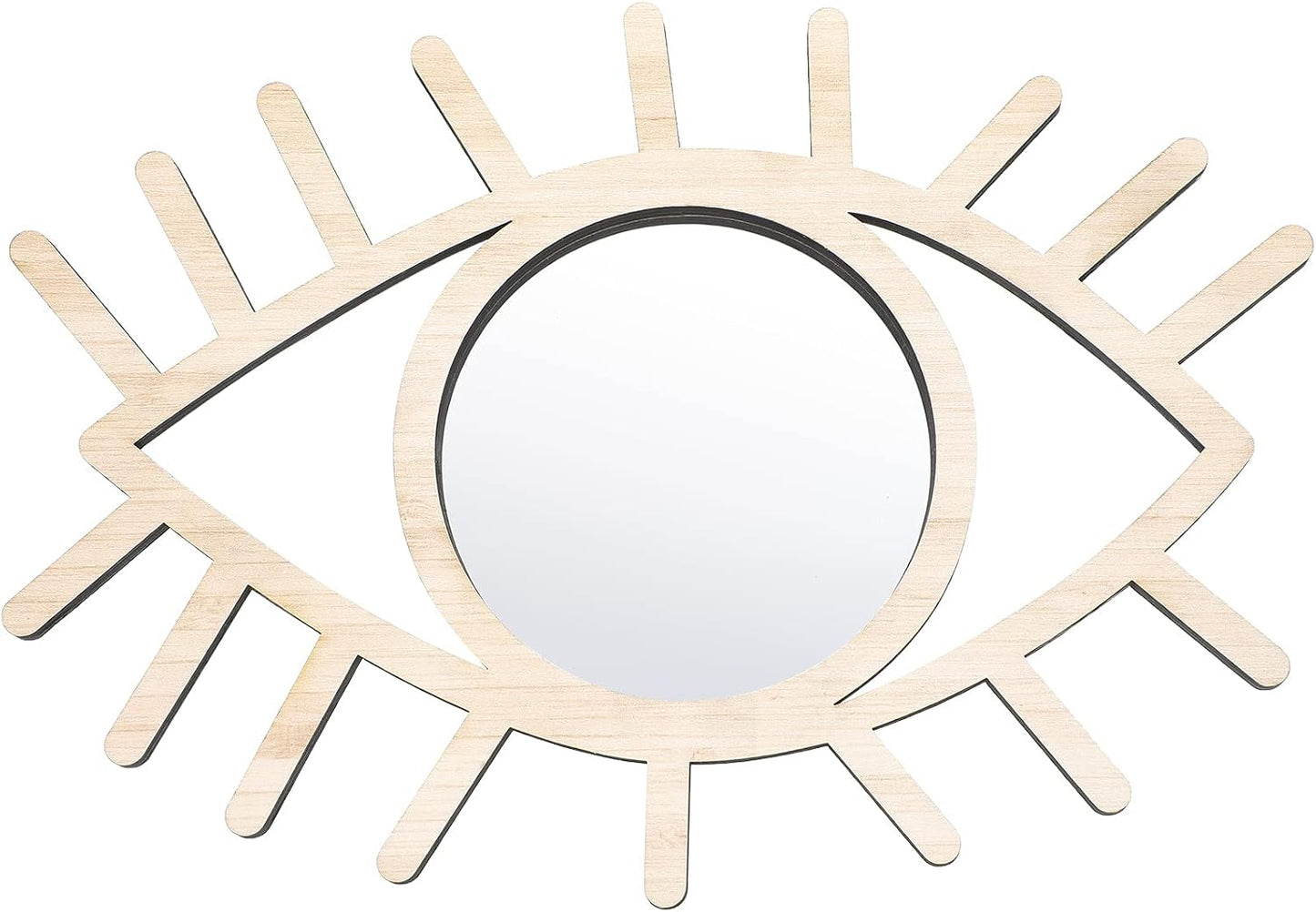 Wood Boho Artistic Decorative Funky Rattan Mirror