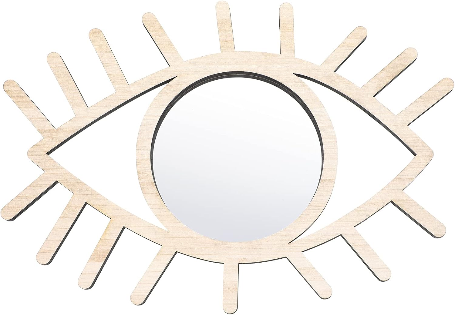 Wood Boho Artistic Decorative Funky Rattan Mirror