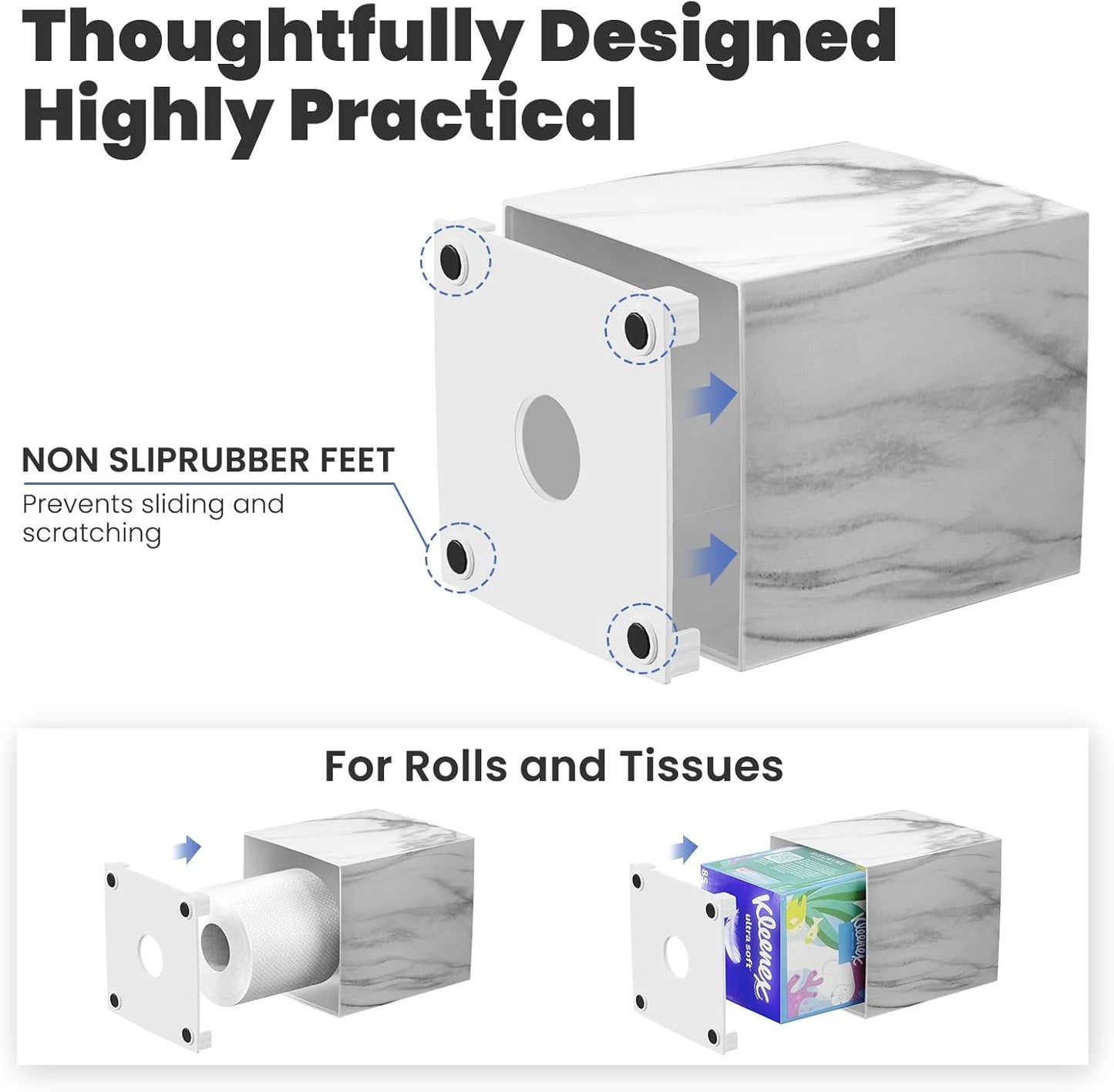 Modern Facial Paper Holder / Tissue Box Cover / Marble