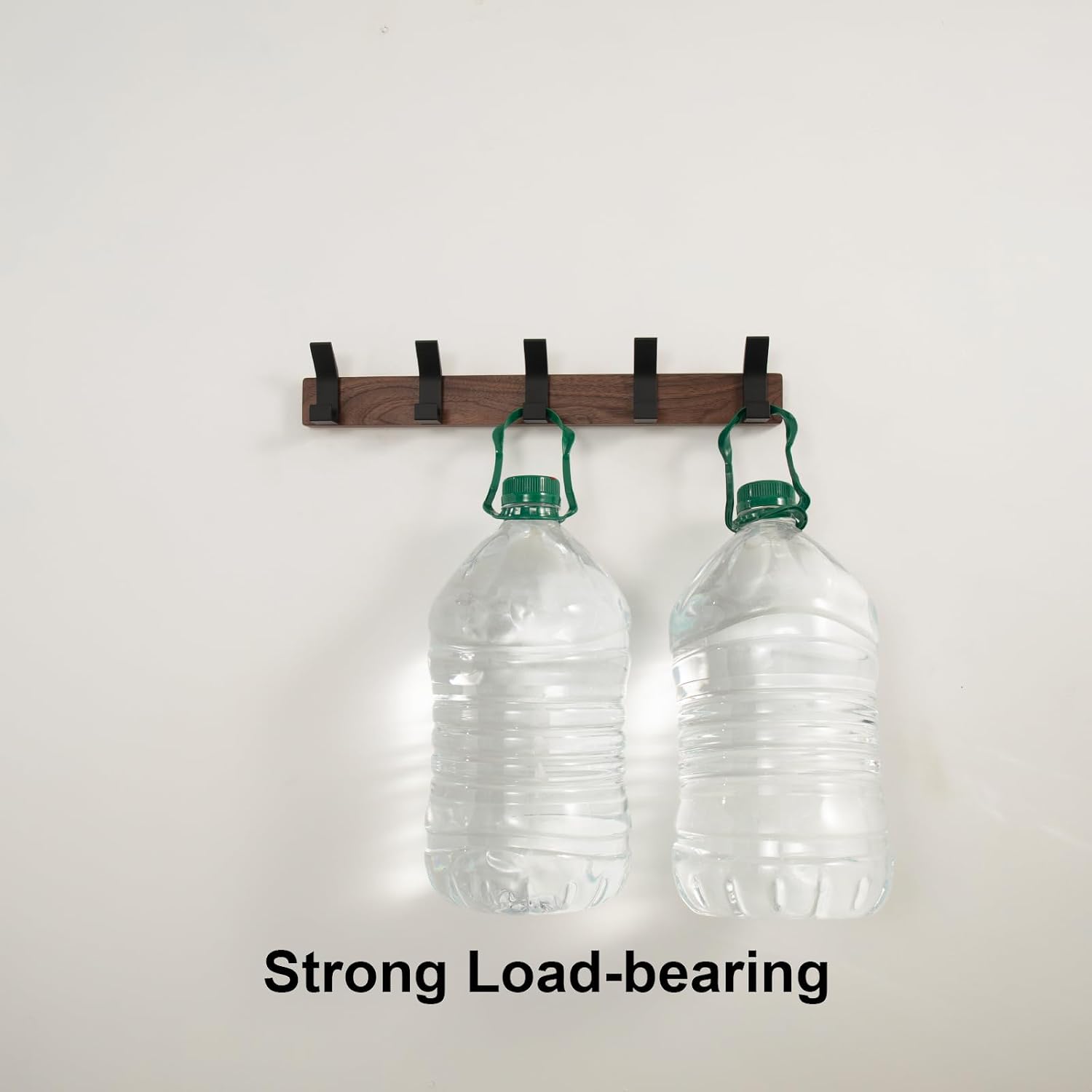 Coat Rack Wall Mount - 16.9 Inches Coat Rack Wall Mount with 5 Hooks Walnut Wood Coat Hooks Wall Mounted Rustproof Coat