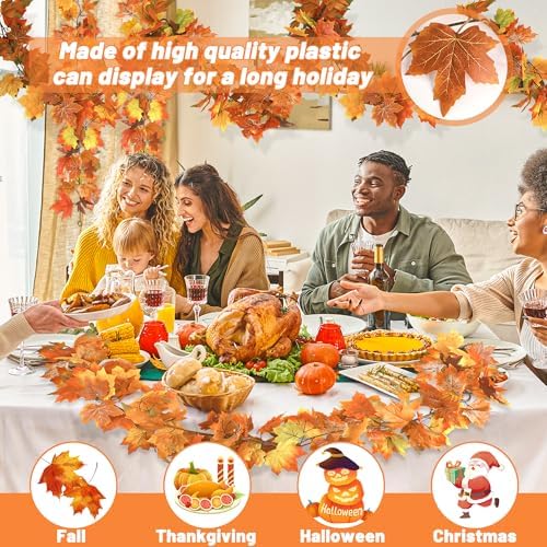 4Pack 23.6FT Fall Maple Leaf Garland for Autumn Thanksgiving Fall Decor
