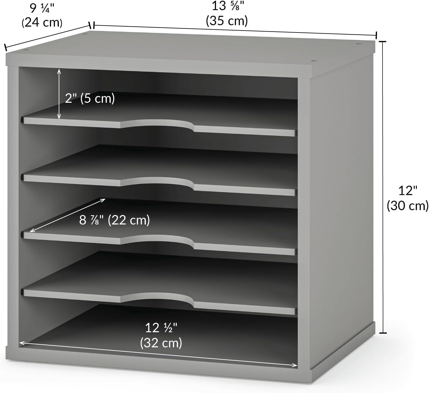 Ballucci 5-Tier File Organizer for Desk, Wooden Mail Sorter, Office Desk Organization, Paper Storage Organizers, Folder