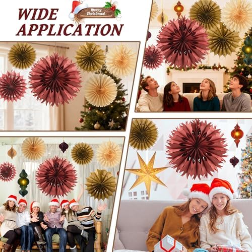 Christmas Honeycomb Snowflake Fans Hanging Ornamnets Set