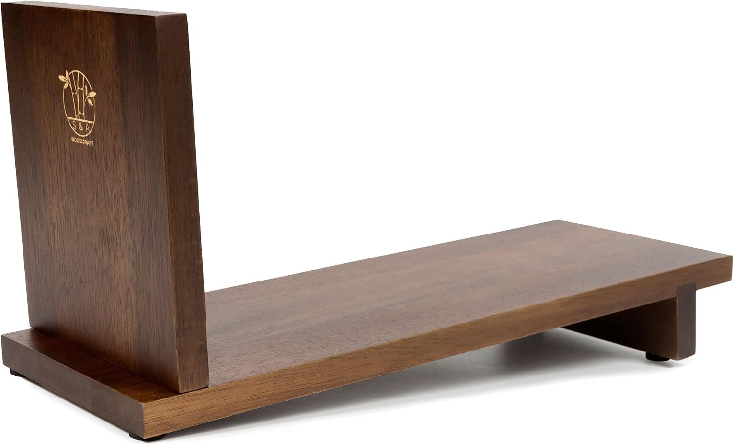 Desktop Wood Bookshelf Wooden Bookend / Brown Acacia