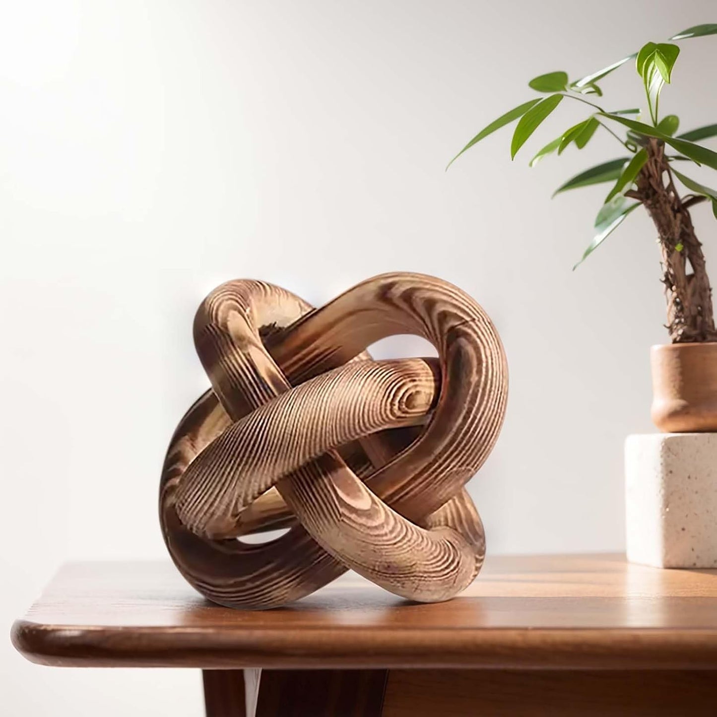 Wood Chain Link Decor--3 Link Wood Knot Decor Hand Carved Coffee Table Decor Farmhouse / Retro
