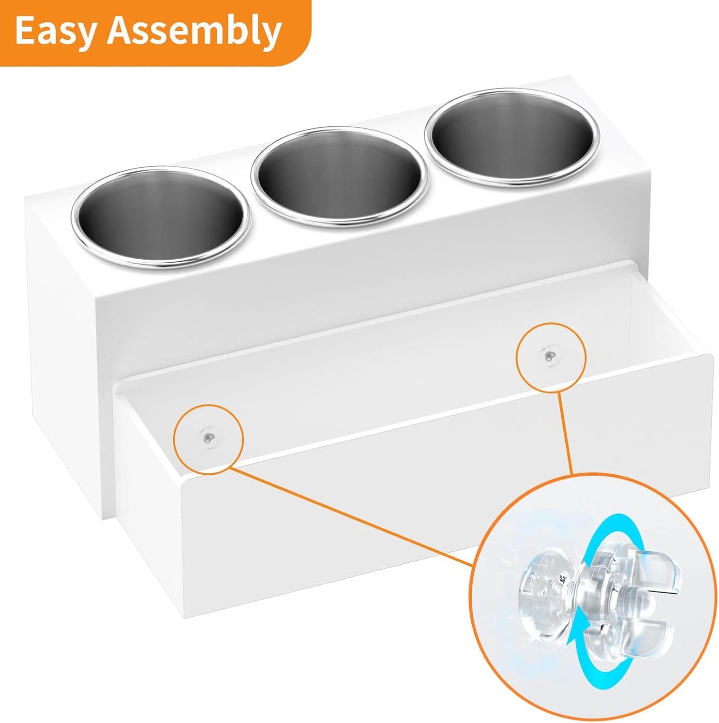 NIUBEE Acrylic Hair Tool Organizer,Hair Blow Dryer Holder with 3 Cups,White | Acrylic Hot Tools Organizer,Hair