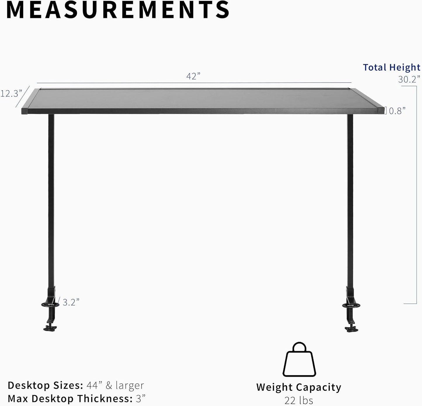 VIVO Large 42 inch Clamp-on Overhead Desk Shelf, Raised Desktop Organizer, Elevated Workstation Accessory Platform