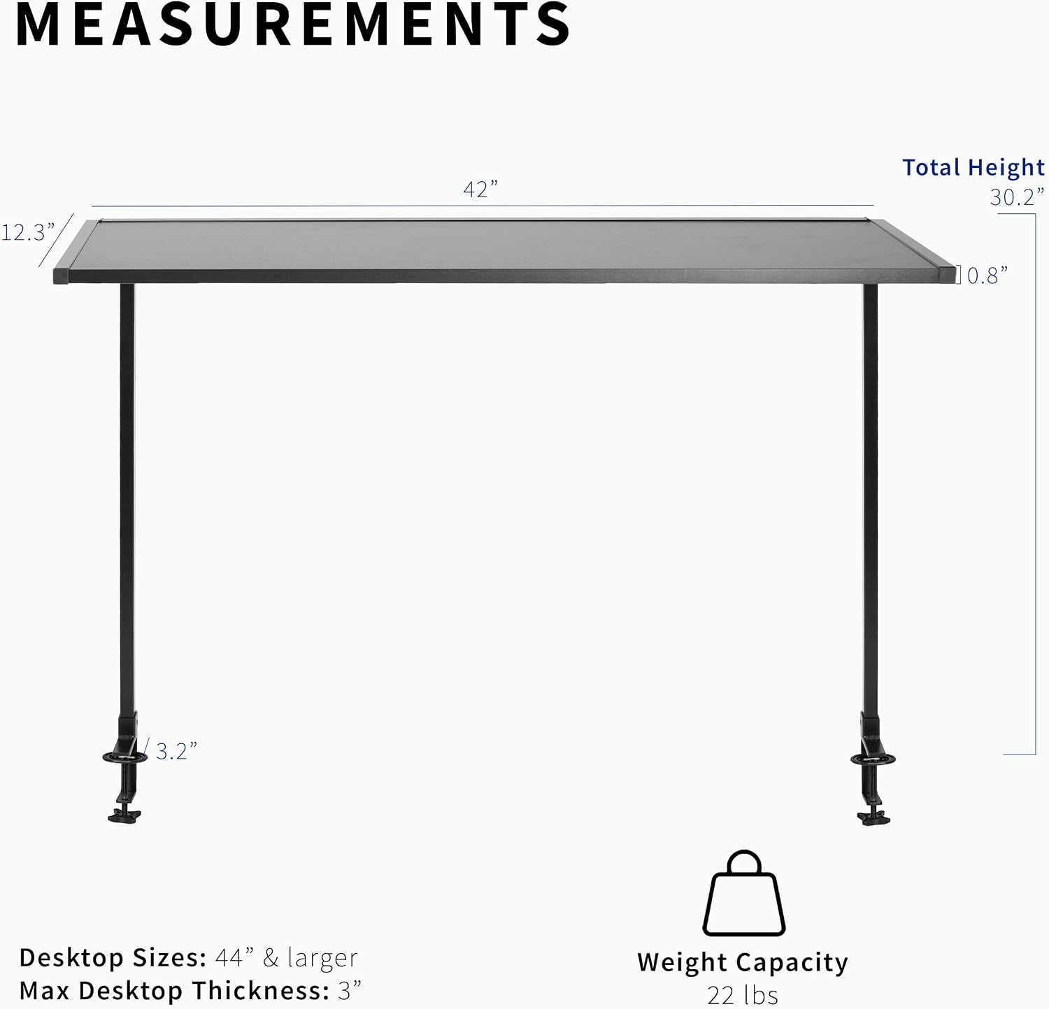 VIVO Large 42 inch Clamp-on Overhead Desk Shelf, Raised Desktop Organizer, Elevated Workstation Accessory Platform