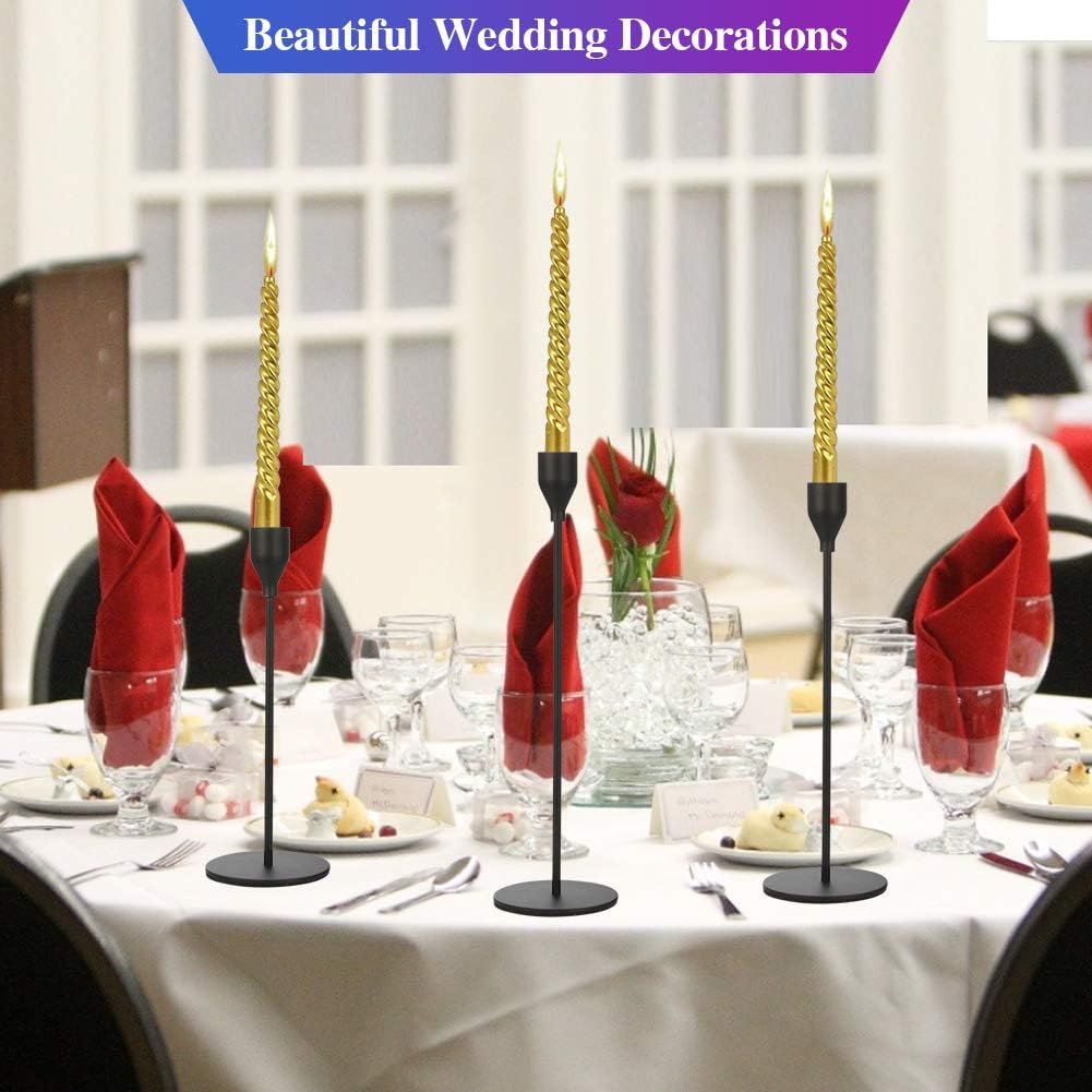 Set of 6 Black Taper Candle Holders Decorative Candlestick Holder for Home Decor, Wedding, Dinning, Party, Anniversary