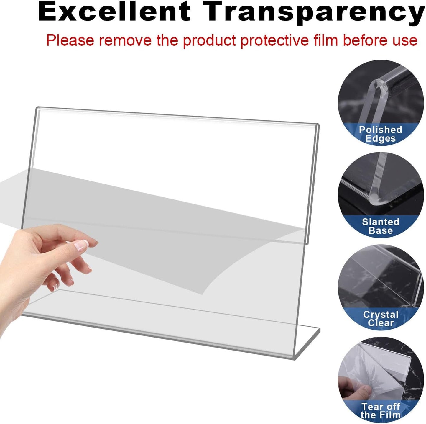 Acrylic Sign Holder / Clear / 4 x 6 / Set of 8