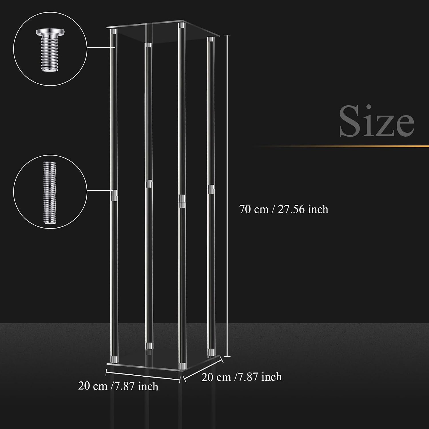 Geetery 4 Pieces 28 Inch Tall Acrylic Vase Wedding Centerpieces Clear Flower Stand Column Geometric Floral Vase Elegant