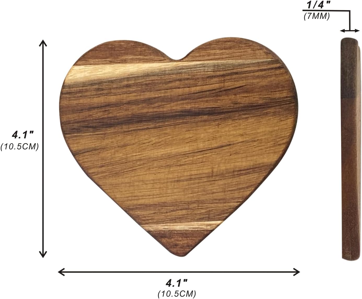 Heart Shaped Coaster for Valentine's Day Acacia Wood Drink Coasters for Fathers / 4 Inch / Set of 36
