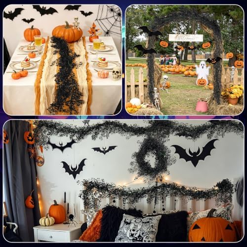 RECUTMS 2Pcs Artificial Black Wisteria Garland 5.6Ft Plastic Halloween Vine